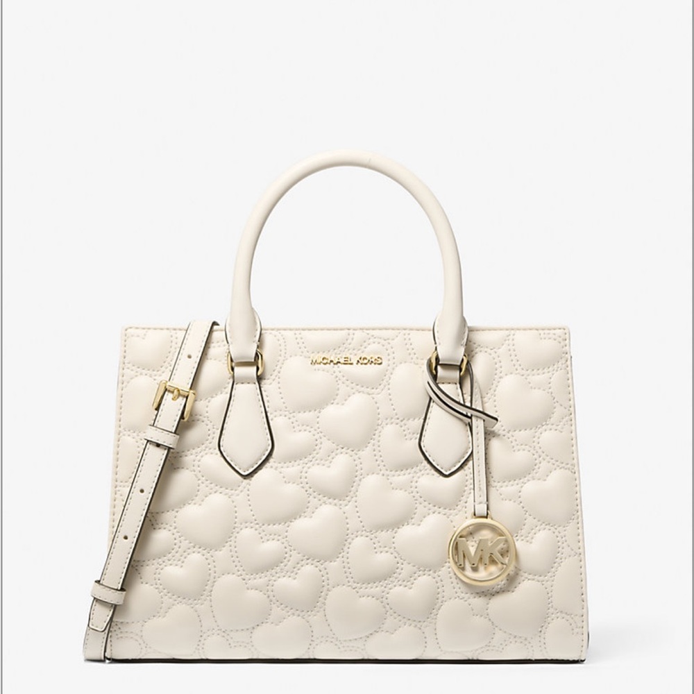 MICHAEL KORS Cream Quilted Heart Satchel with Matching Wallet - Picture 7 of 8